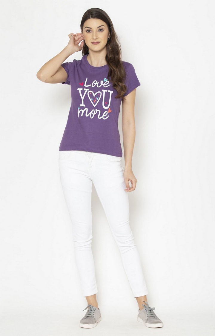 Lounge Dreams | Women's 100% Pure Cotton Short sleeve Purple T-Shirt 1
