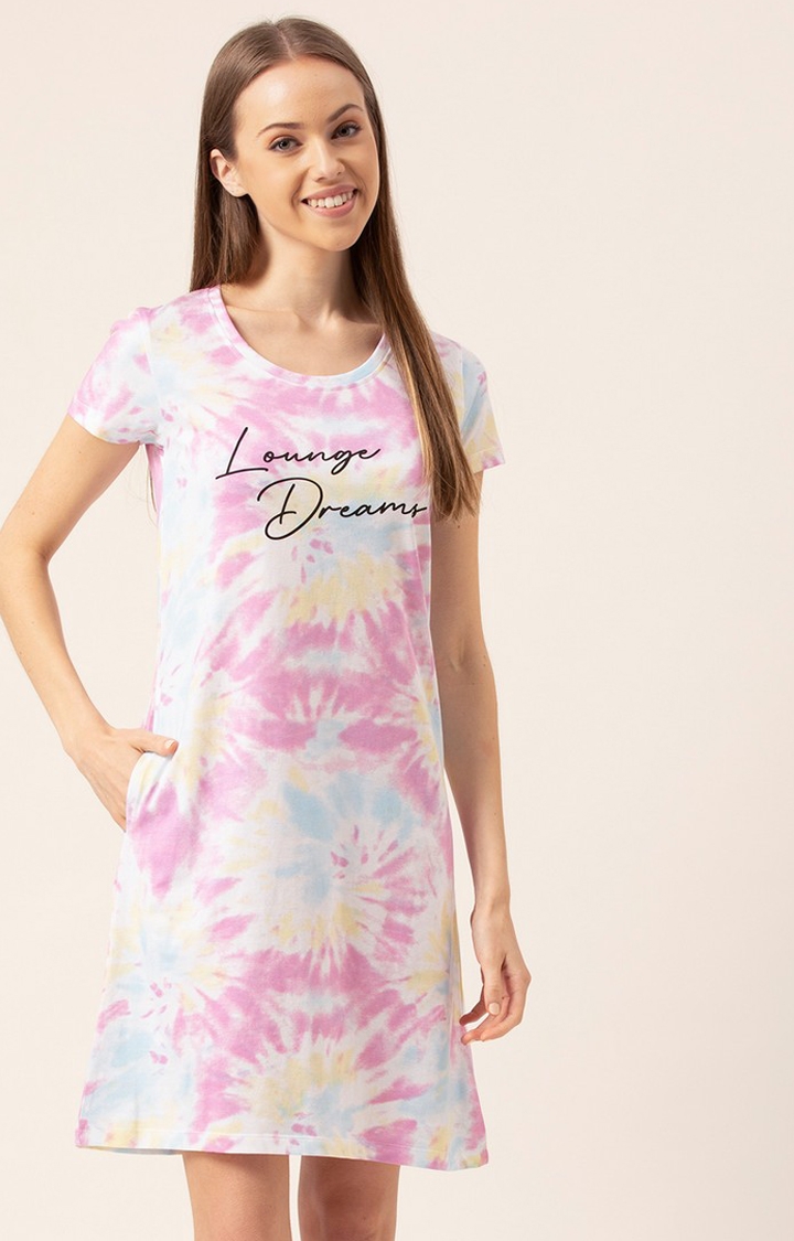 Lounge Dreams | Women's Multicolored Cotton Printed Night Dress 2