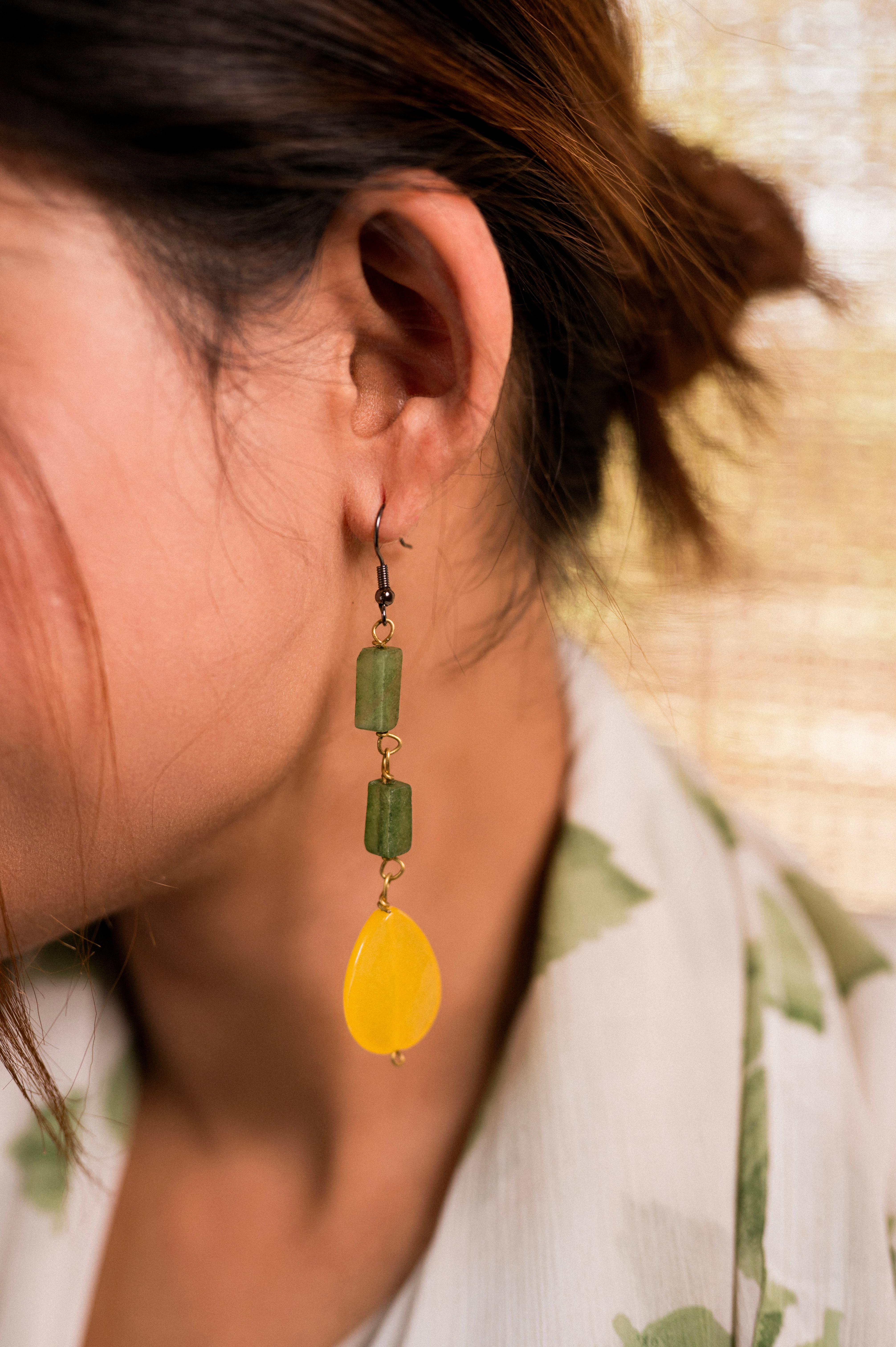 Jade Yellow Drop Stone Earring
