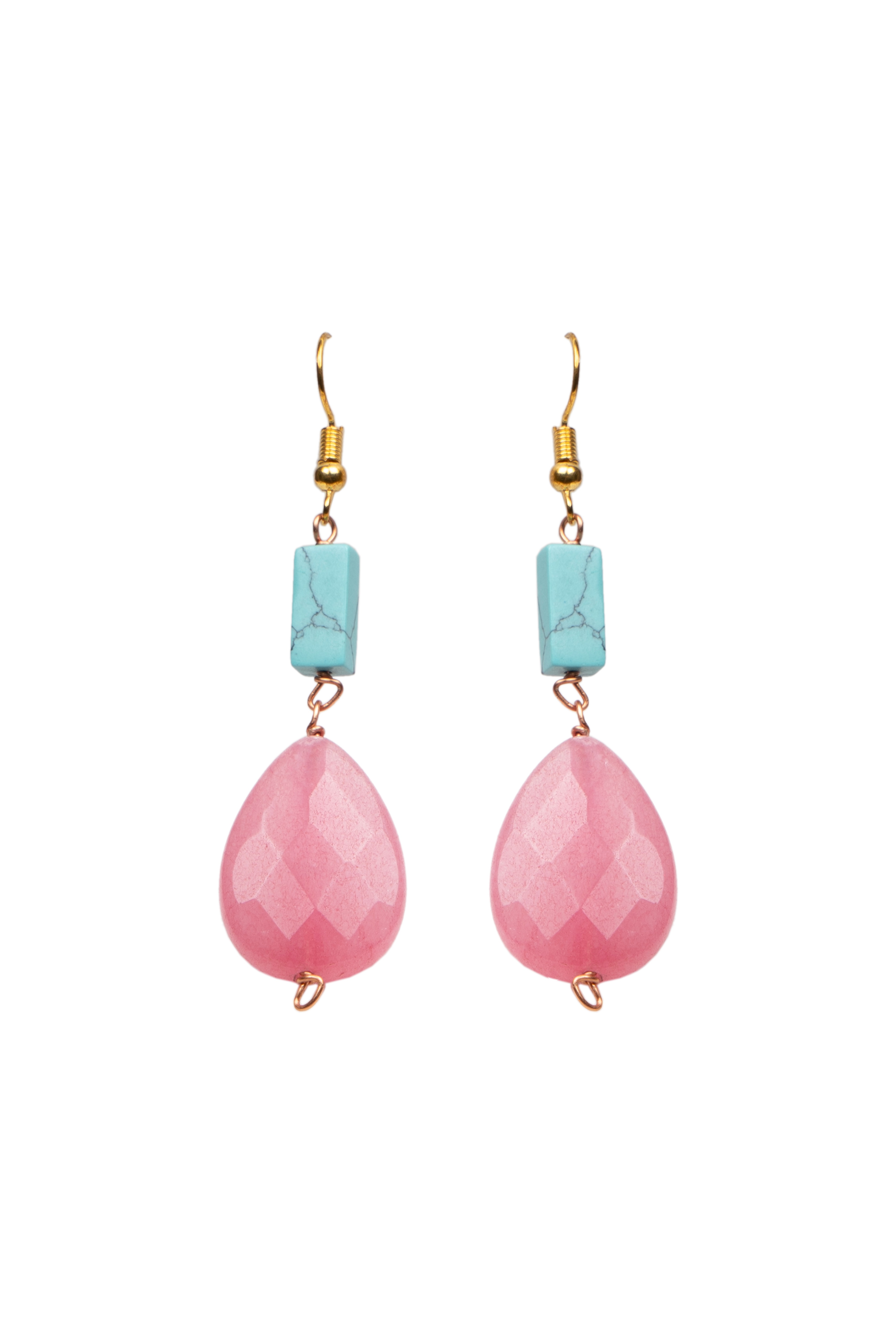 Torquise Pink Drop Stone Earring