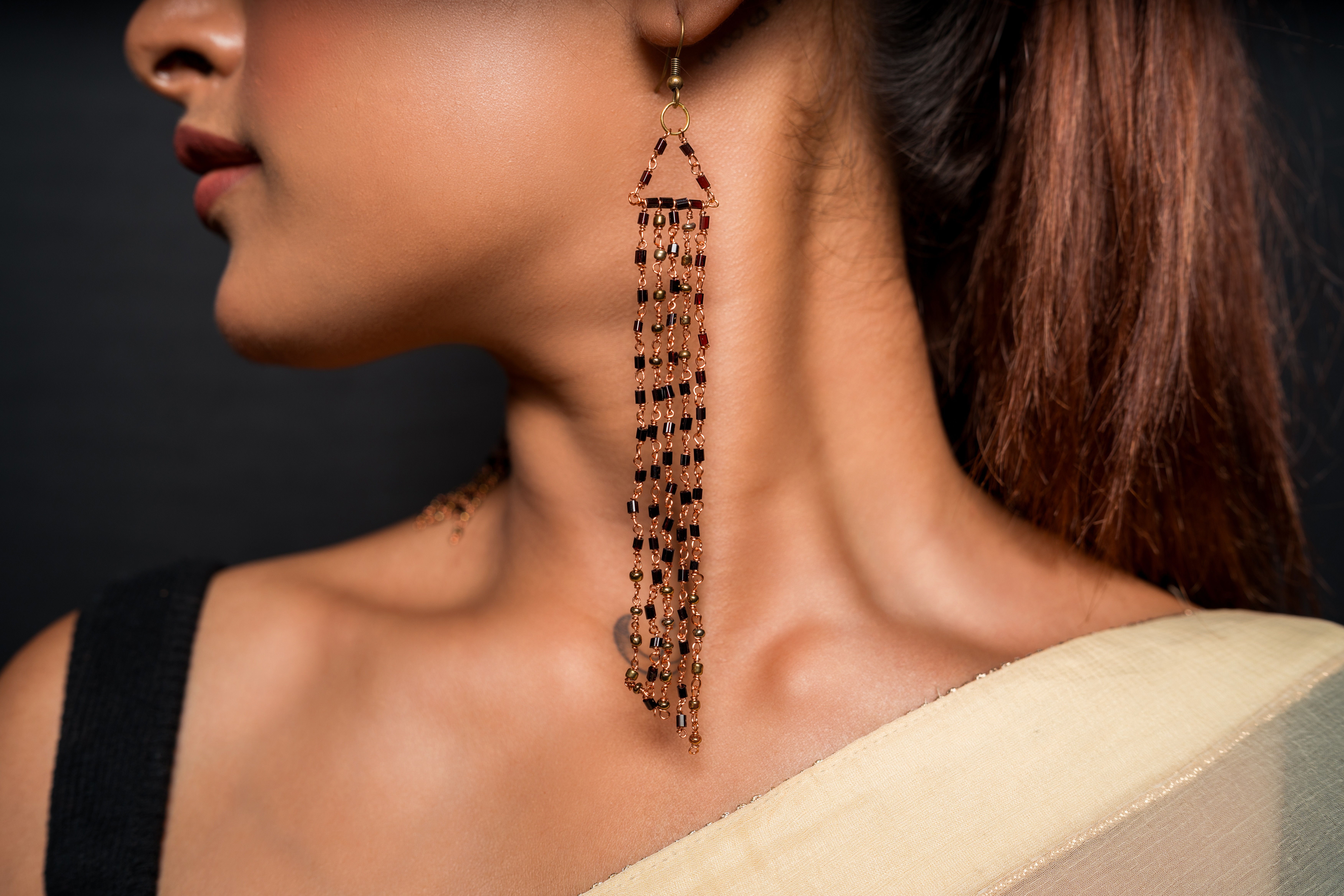 Glass Beads Curtain Earrings