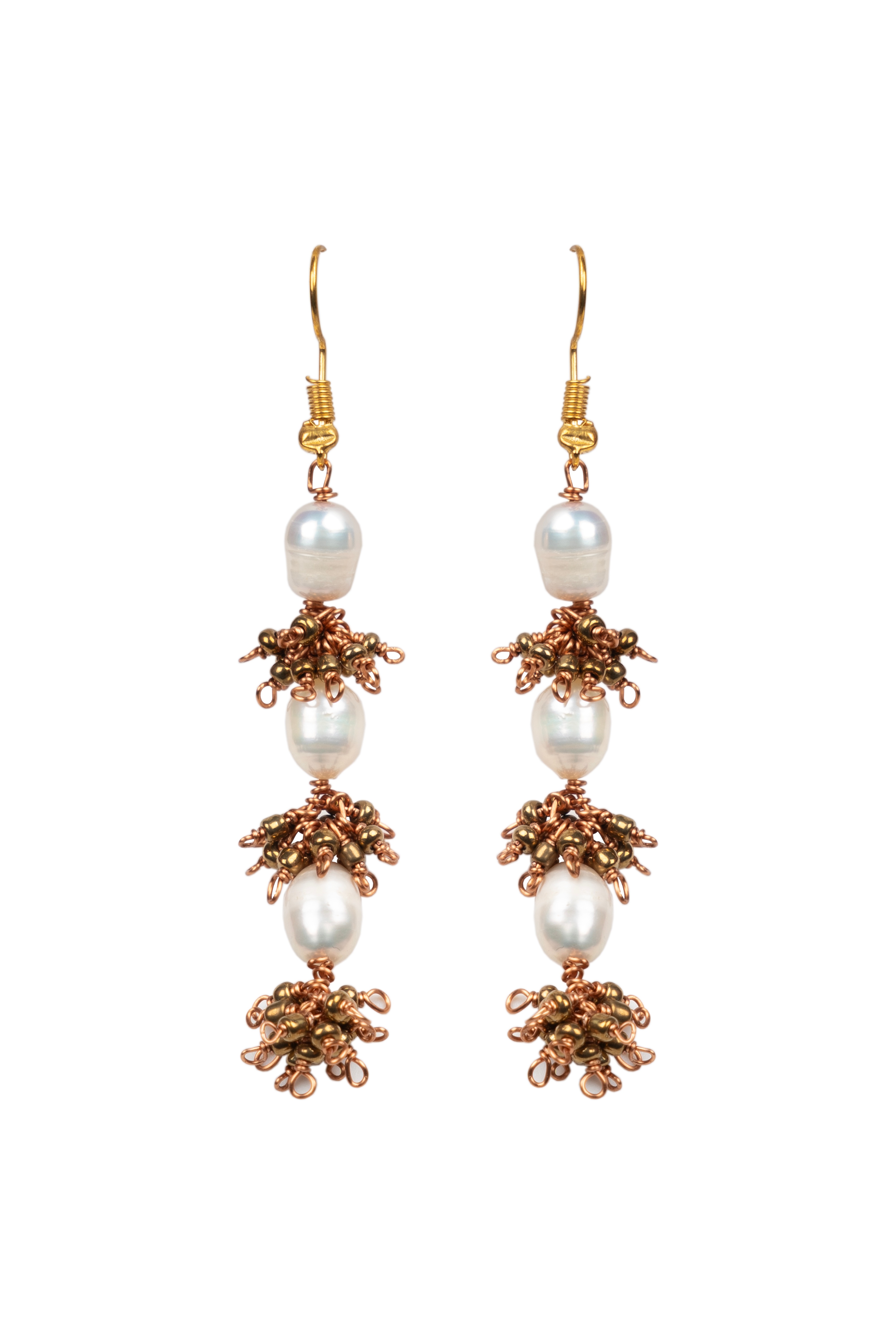 Pearl Mixed Golden Glass Beads Earring