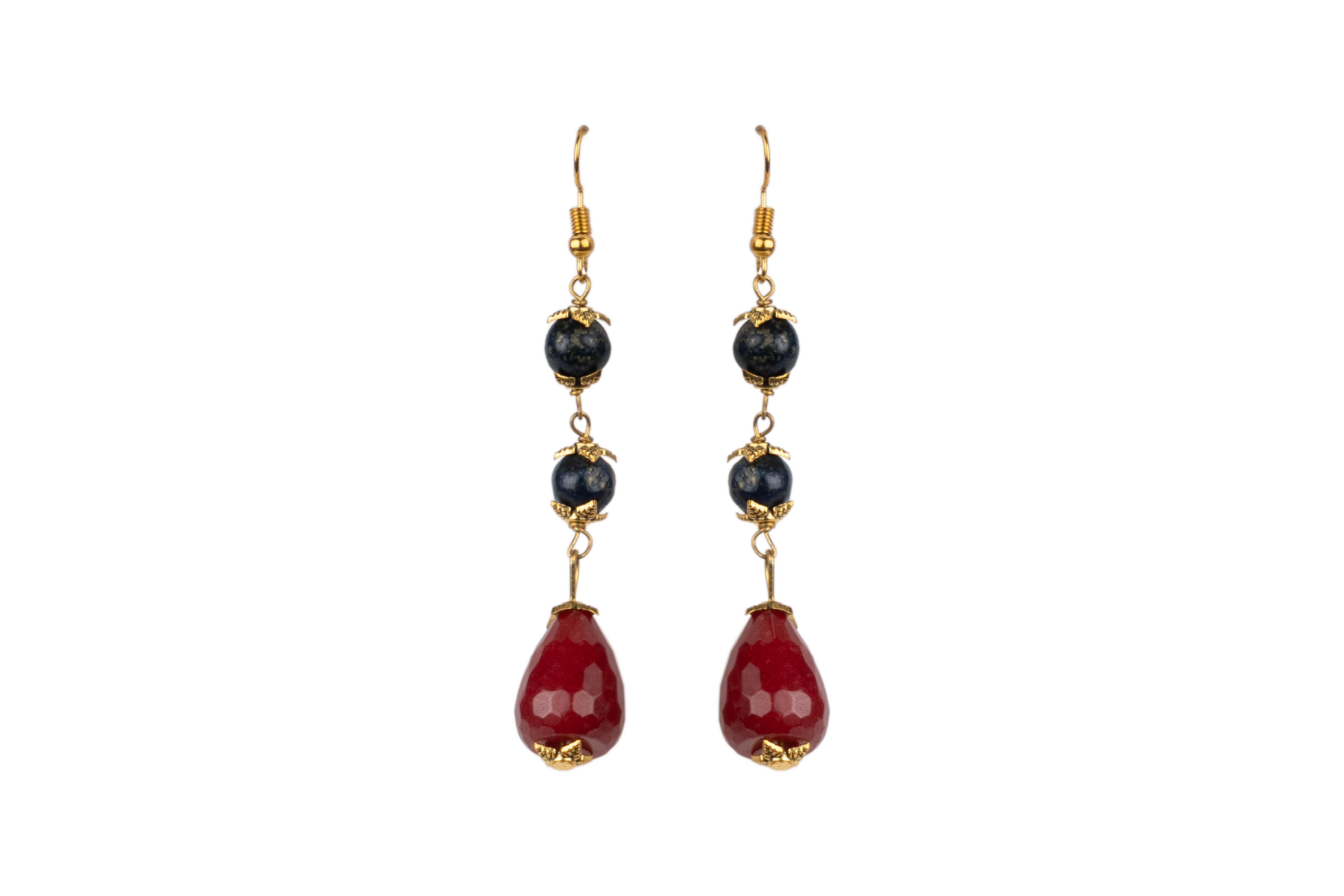 Dark Lapiz Ruby Color Drop Earring