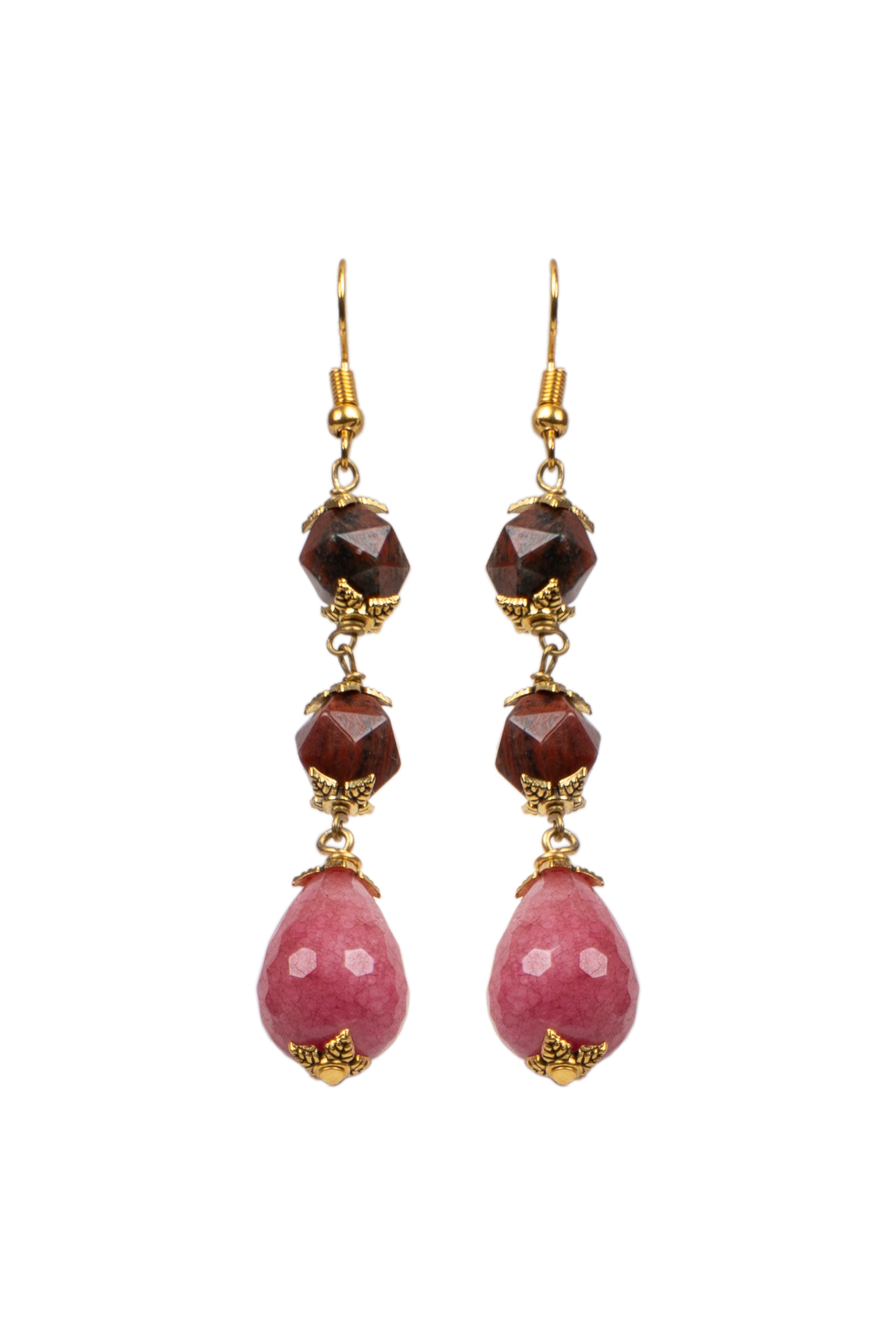 Jasper Pink Stone Drop Earring