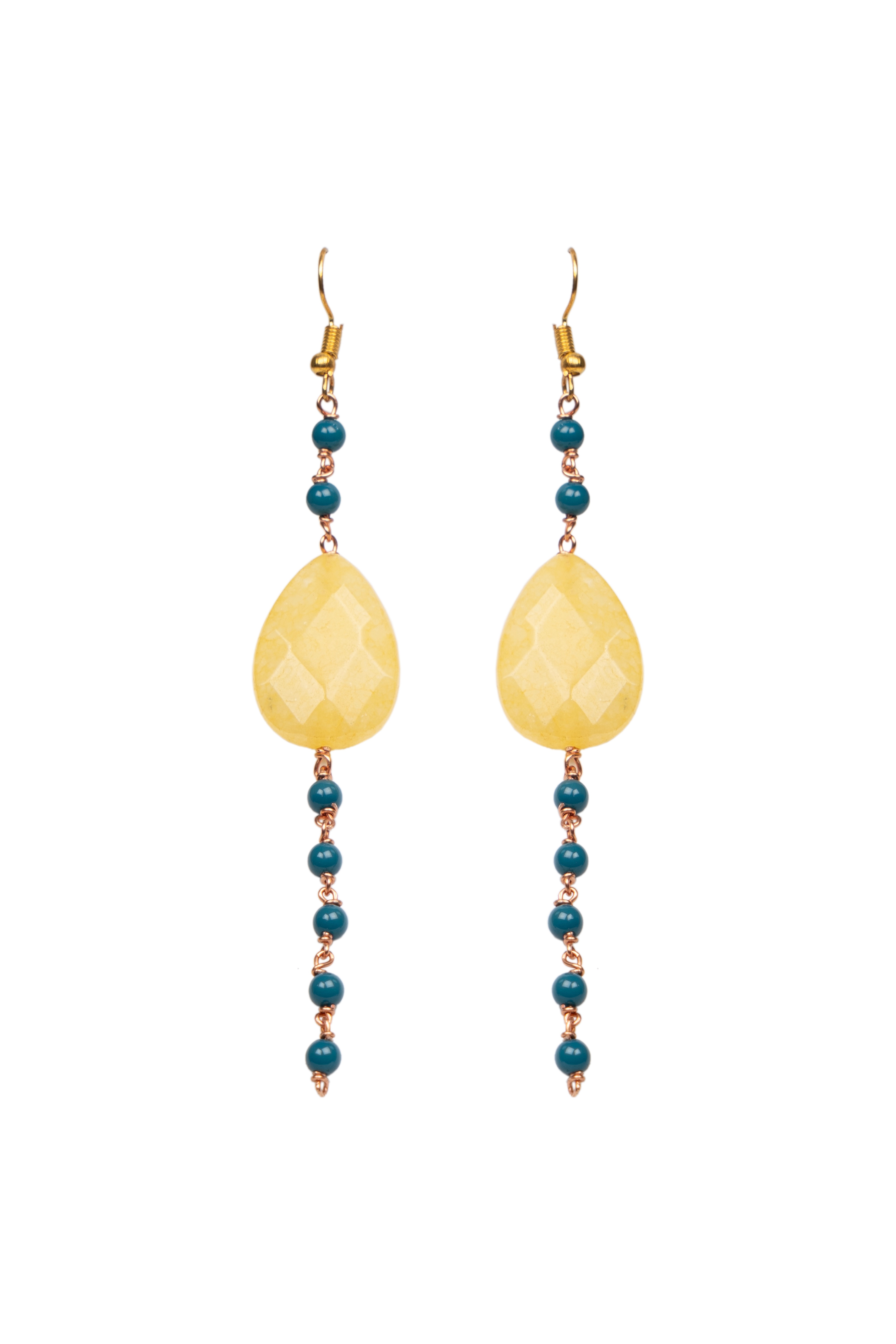 Yellow Stone Drops Blue Crystal Earring