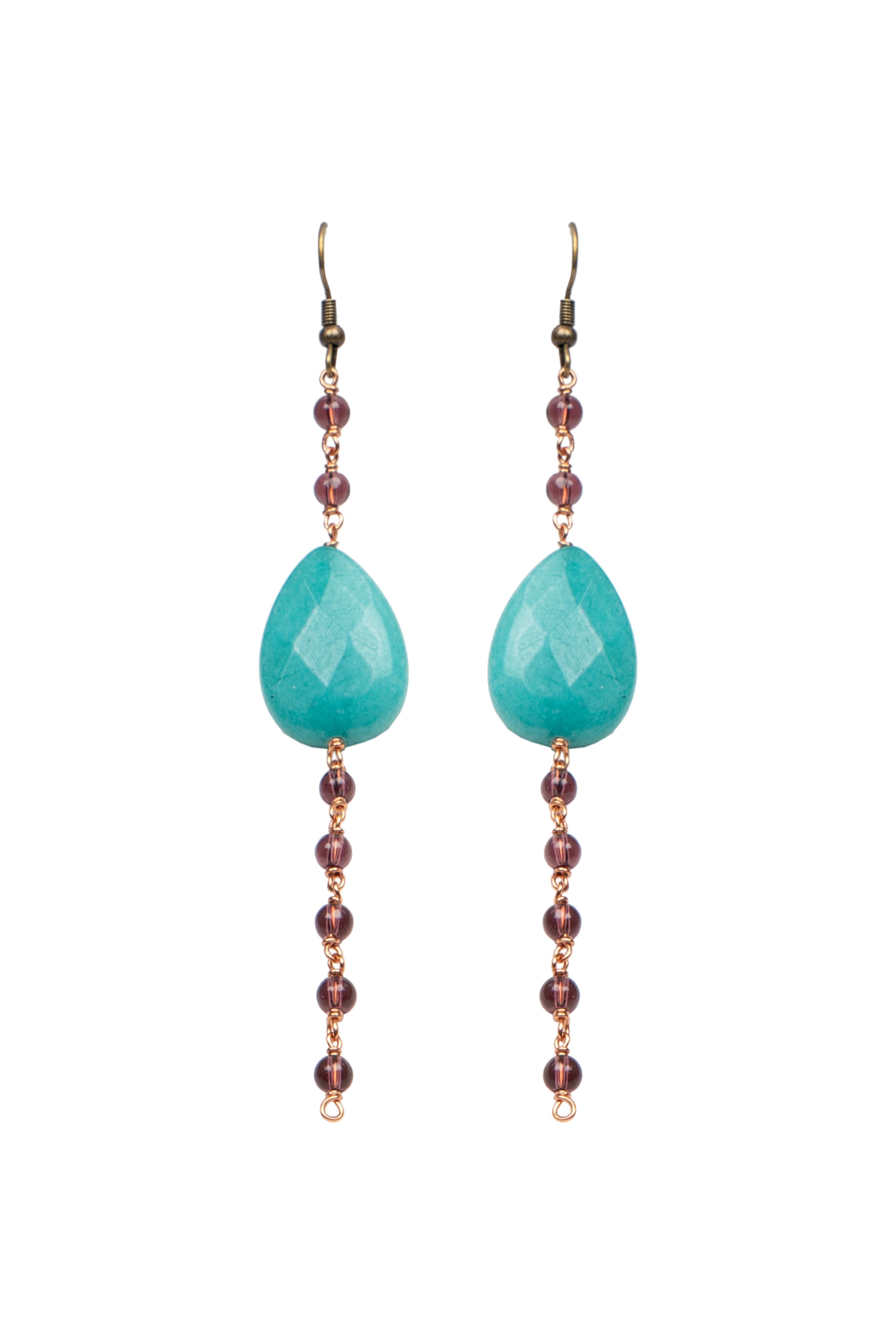 Blue Stone Drops Honey Glass Beads Earring