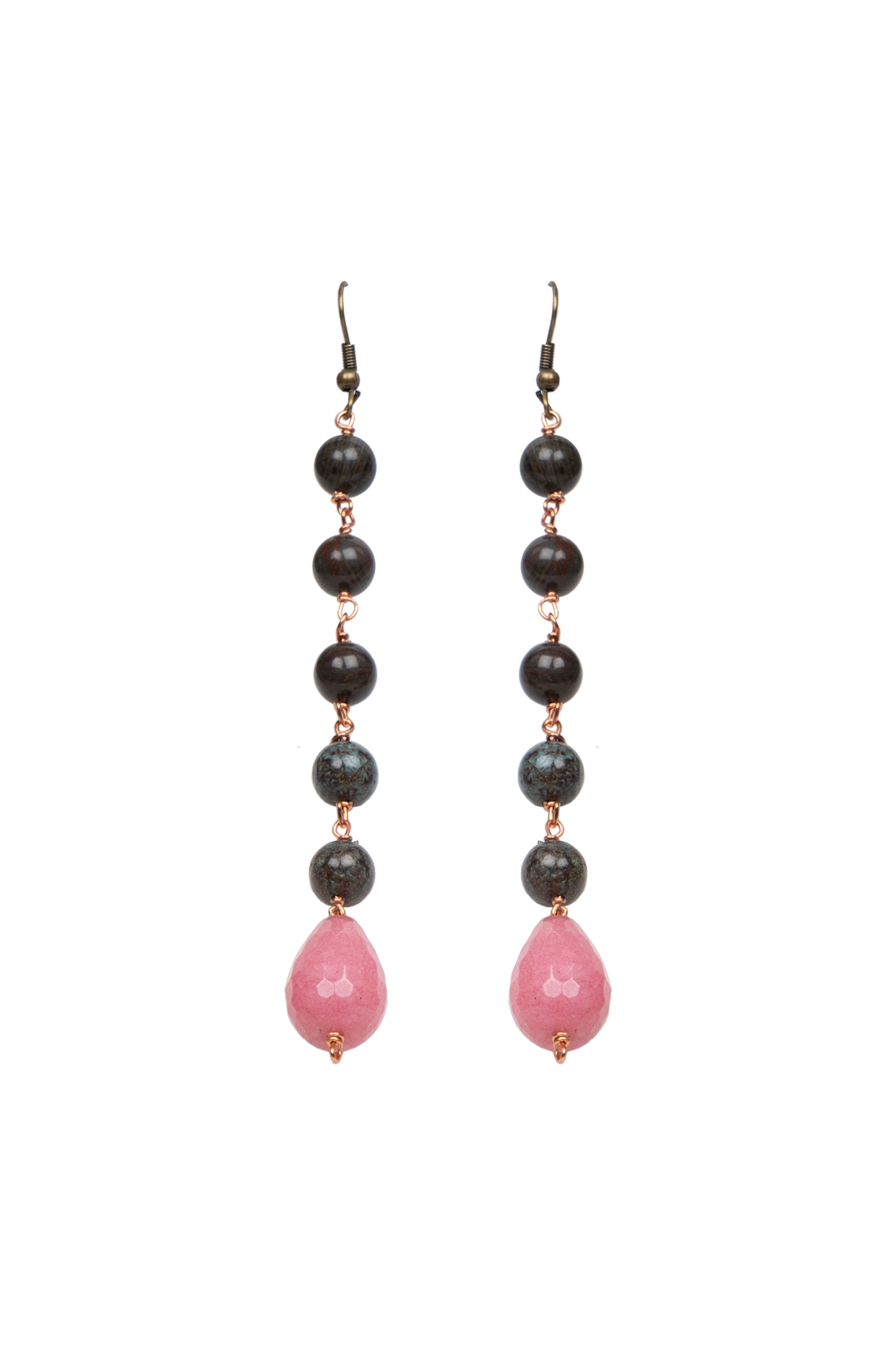 Pink Tear Drop Long Earring