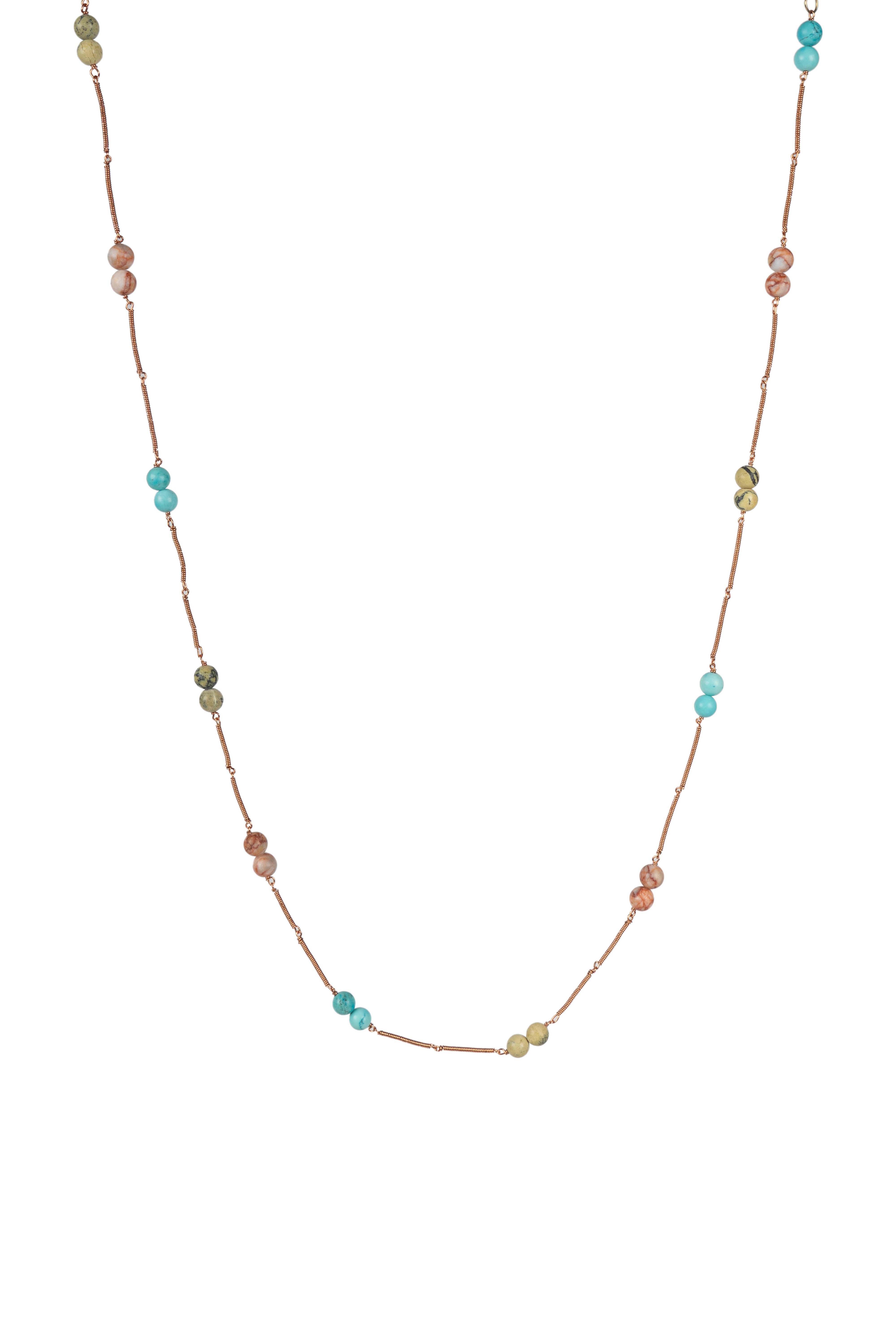 Turquoise Jasper Serpentine Mixed Long Necklace