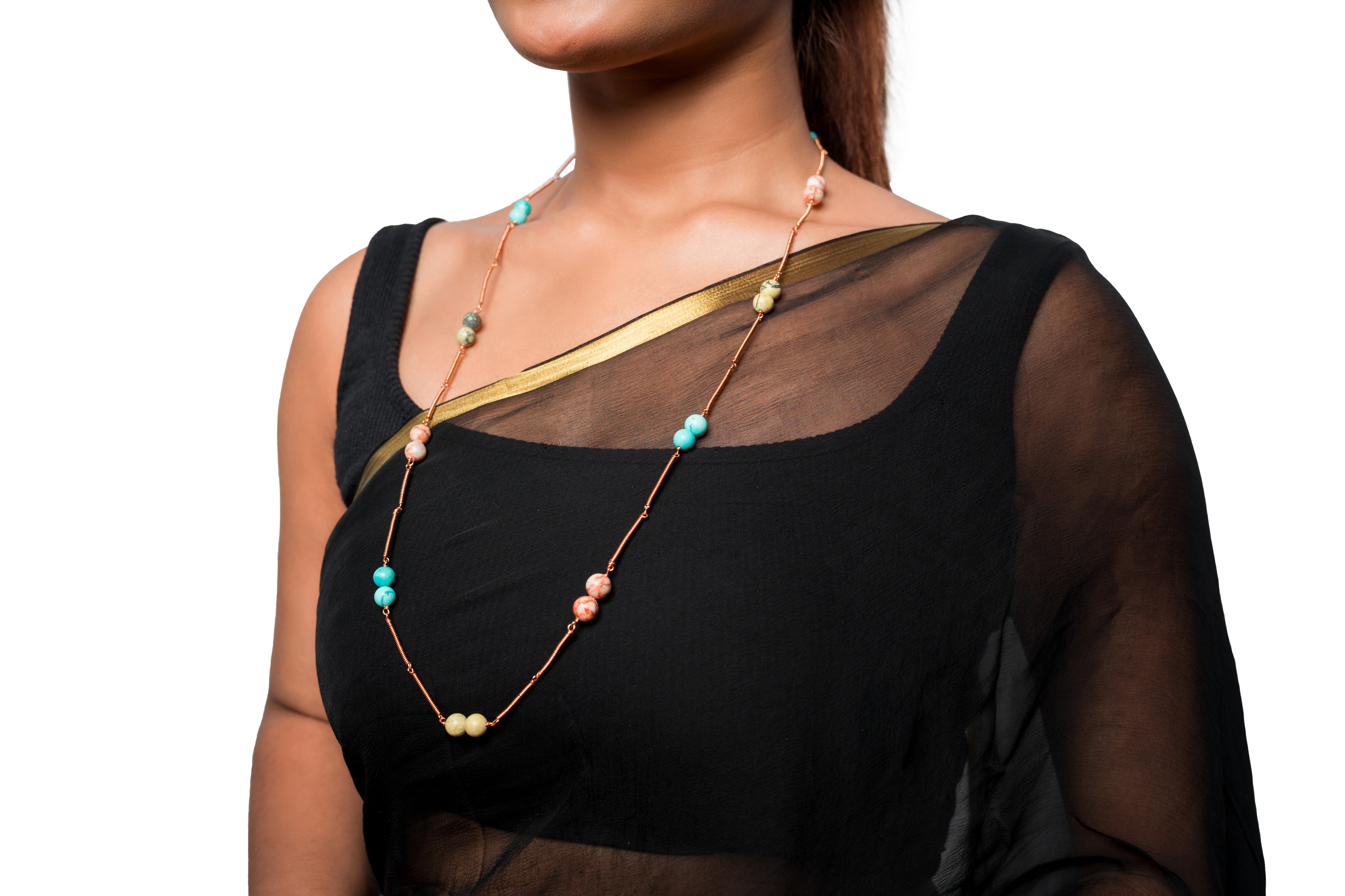 Turquoise Jasper Serpentine Mixed Long Necklace