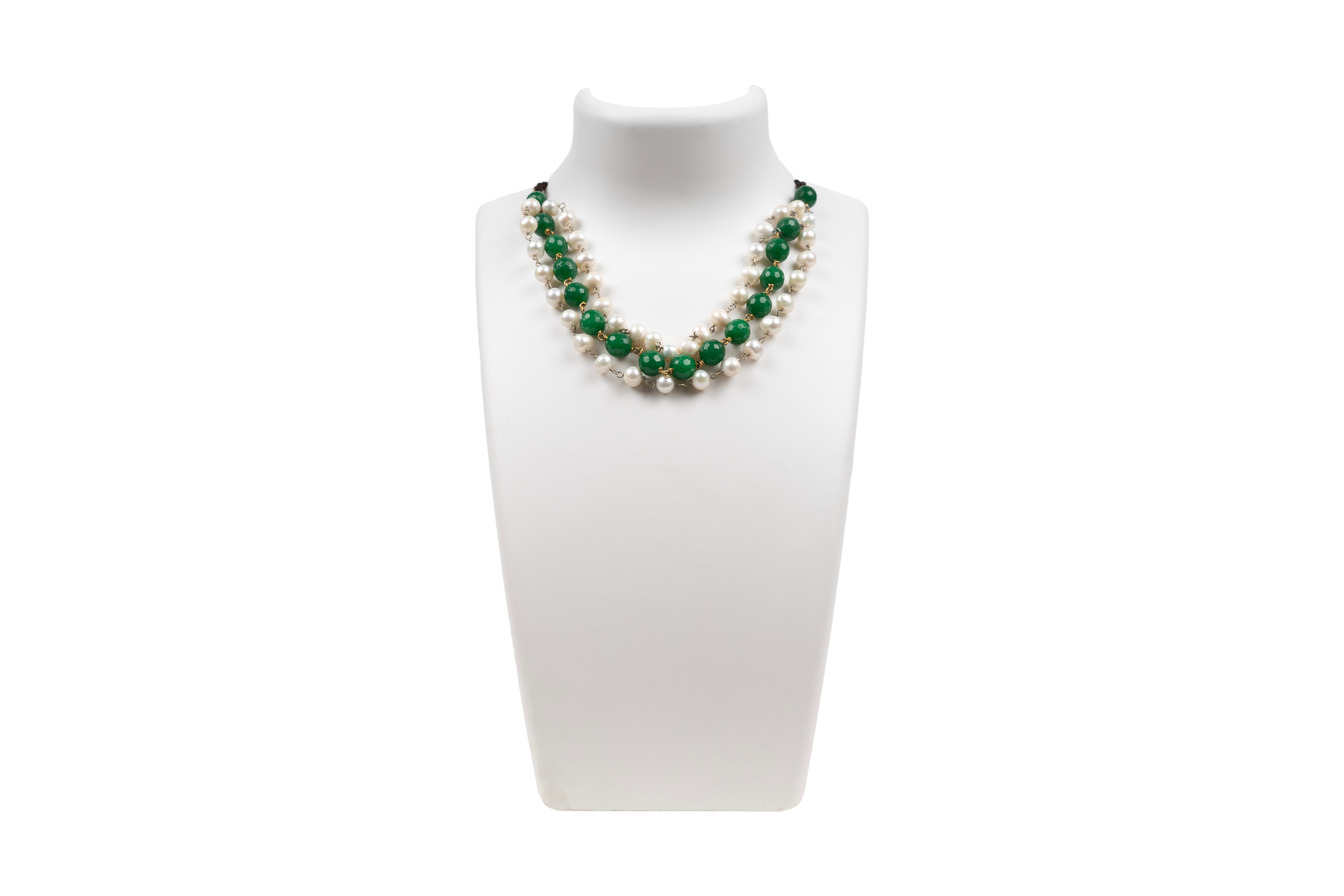Three layered Pearl Agate Choker