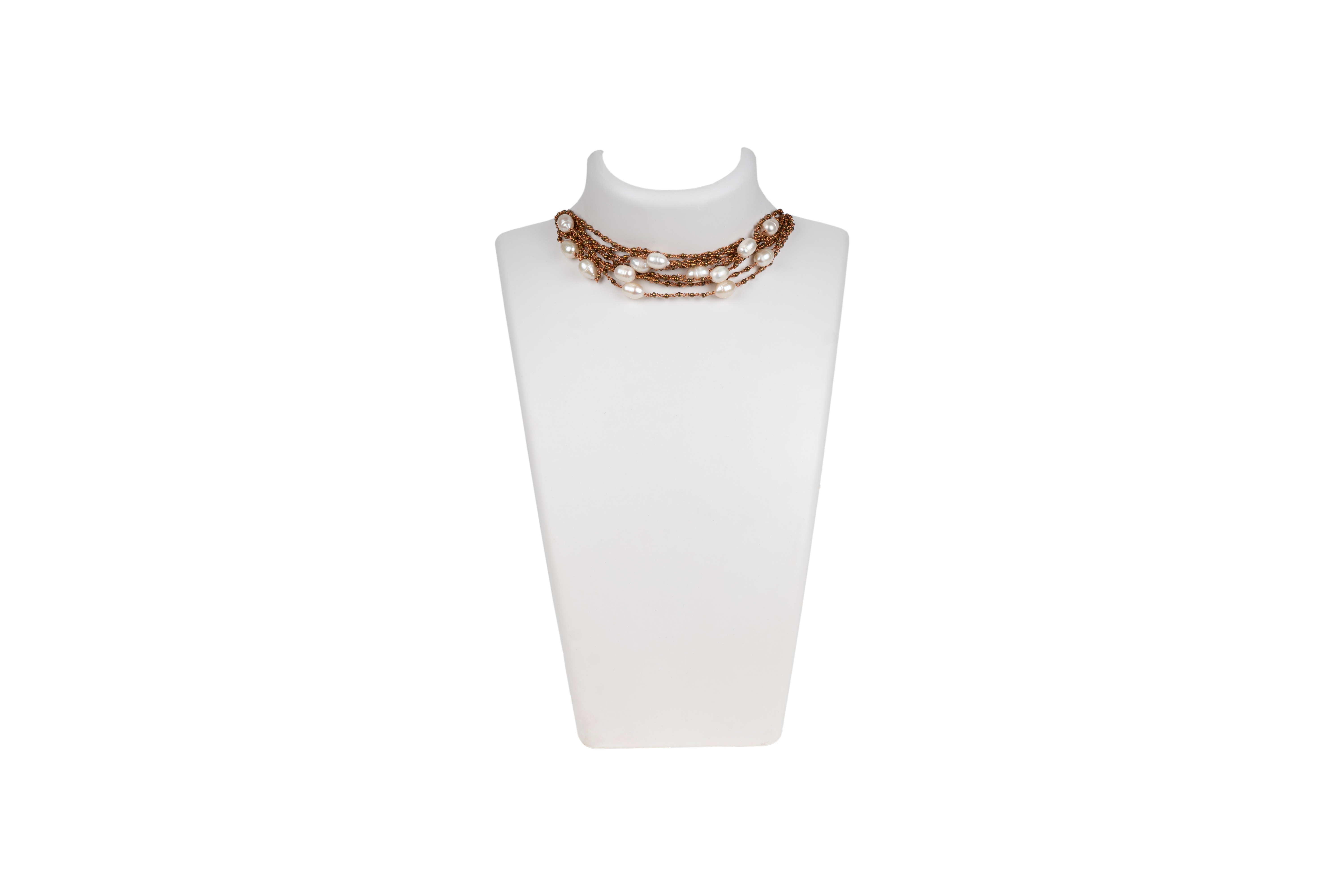 Pearl Golden Glass Mixed Choker