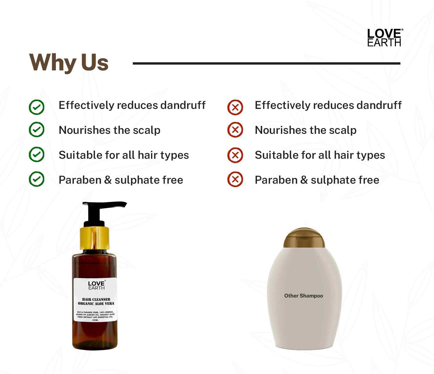 Love Earth Hair Cleanser Organic Aloe Vera with blend of Almond oil for