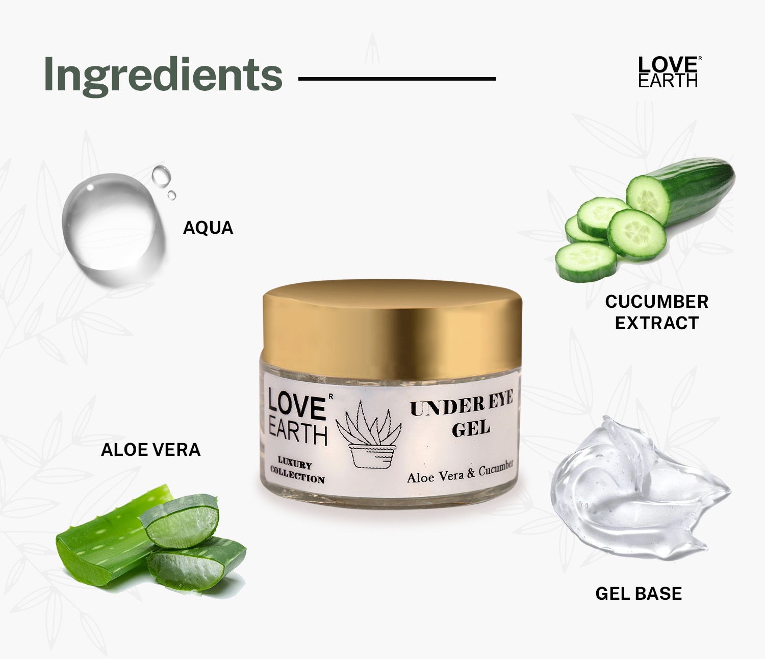 LOVE EARTH | Love Earth Organic Under Eye Gel with Aloe Vera & Cucumber Extracts Reduces Dark Circles, Puffiness and Fine Lines 50gm 2