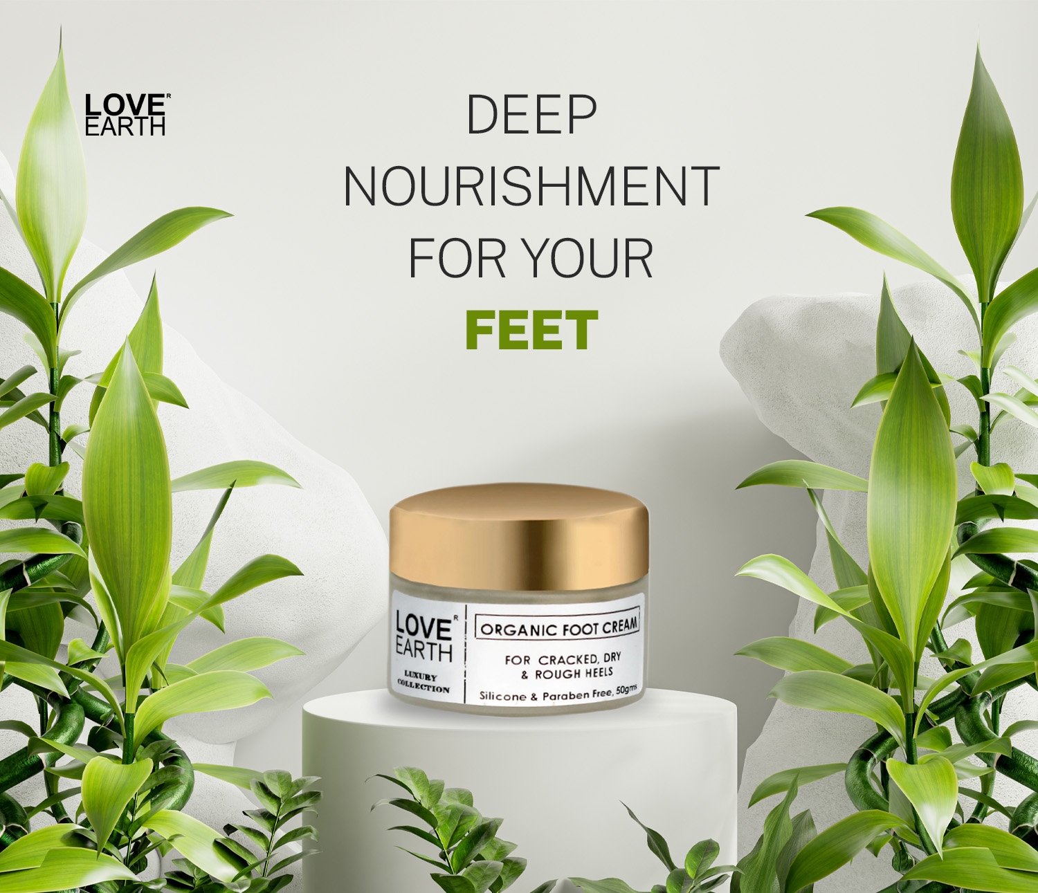LOVE EARTH | Love Earth Organic Foot Cream With Green Tea & Jojoba Oil(Simmondsia Chinensis) For Skin Hydration And Soft Skin 50gm 5