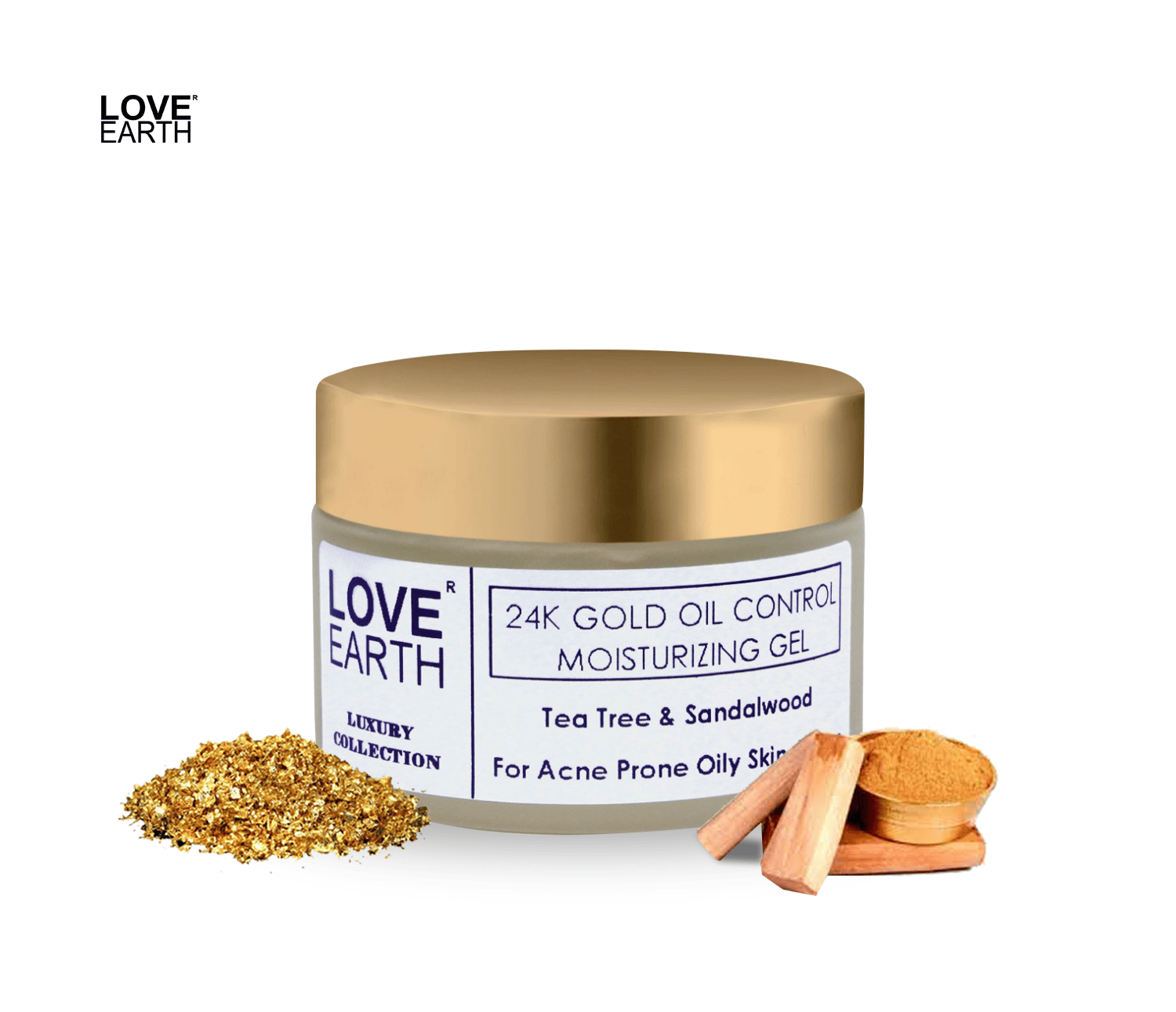 LOVE EARTH | Love Earth 24K Gold Oil Control Moisturizing Gel With Aloe Vera & Sandalwood Extract For Sensitive & Acne-Prone Skin Suitable For All Skin Types 50gm 1