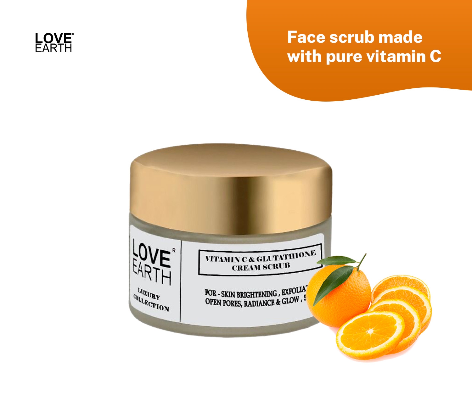 LOVE EARTH | Love Earth Vitamin C And Glutathione Face Scrub With Vitamin C & Essential Oils For Skin Exfoilation & Hydration Suitable For All Skin Types 50gm 1