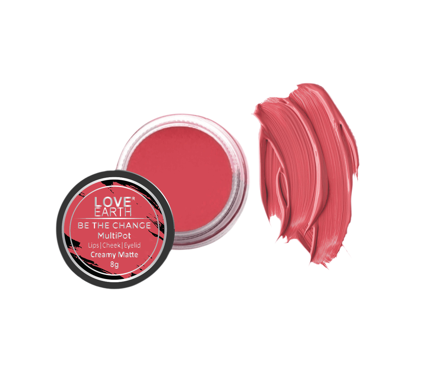 LOVE EARTH | Love Earth Lip Tint & Cheek Tint Multipot-Be The Change With Richness Of Jojoba Oil And Vitamin E For Lips, Eyelids & Cheeks, Matte Finish - Rose Pink 0