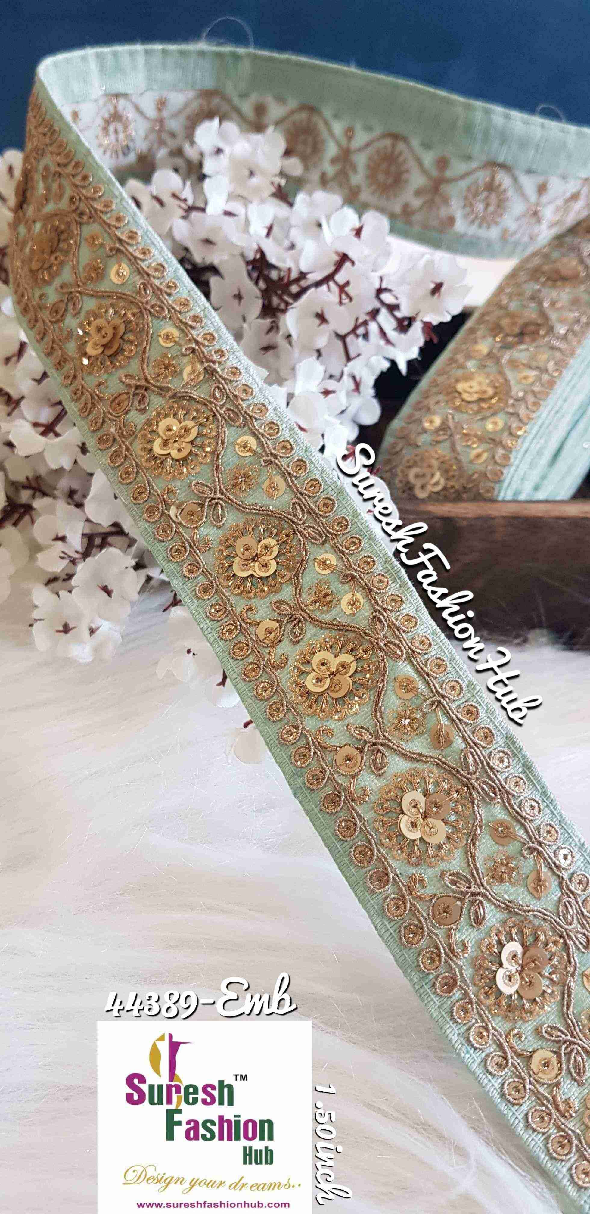 Fusion green embroidered delicate trim