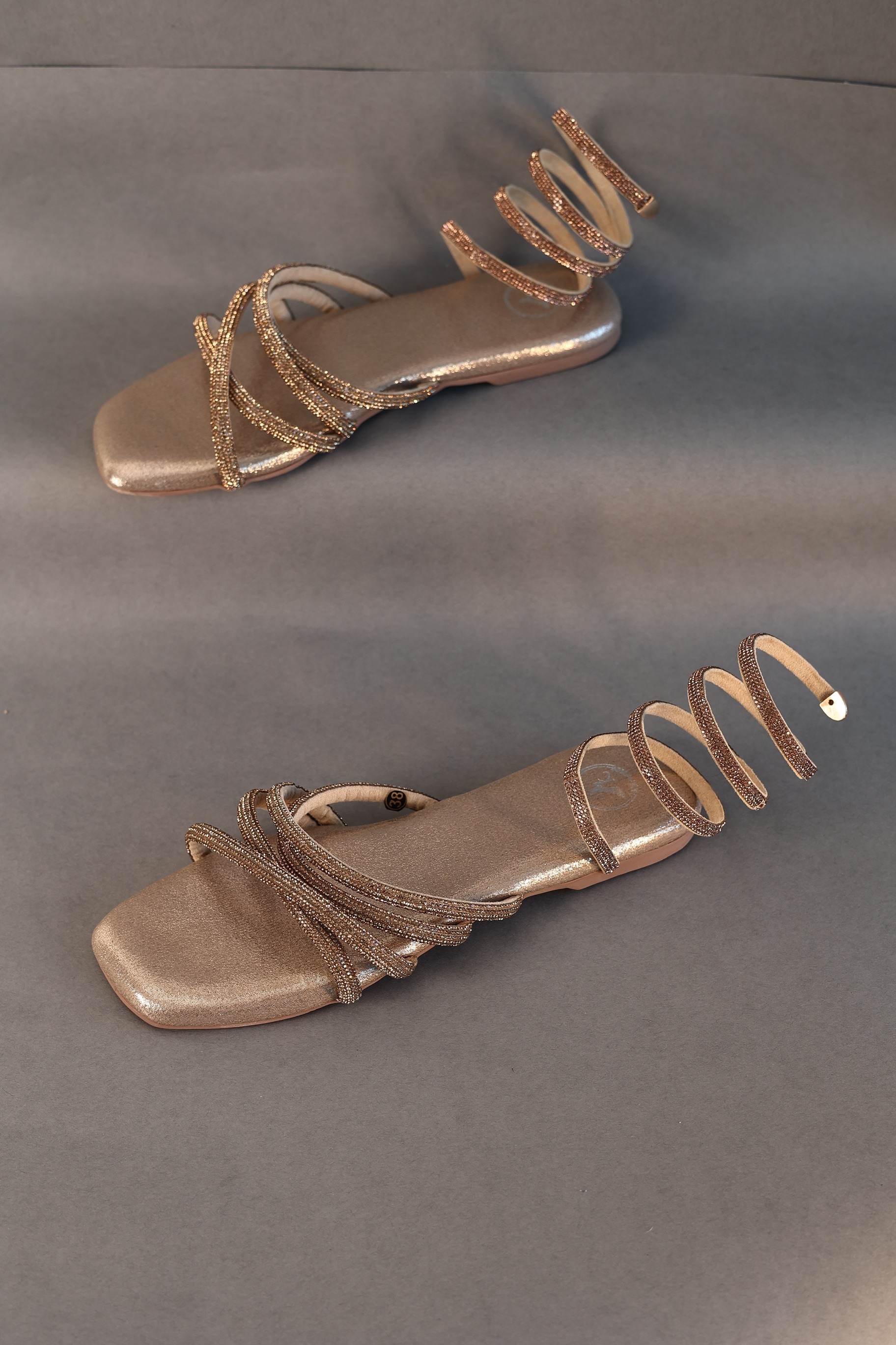 Gold Spring Flat Sandal