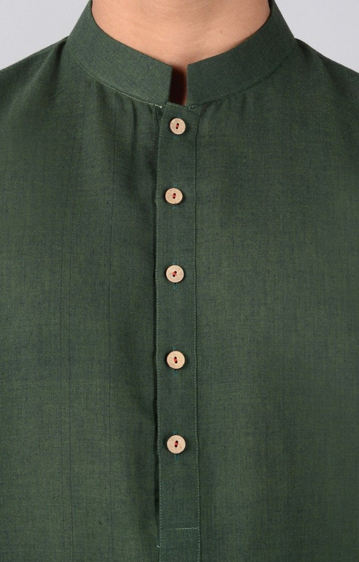 JadeBlue | KRT2943-BOTTLE GREEN PLAIN (RC11) Men's Green Textured Kurta Sets 4