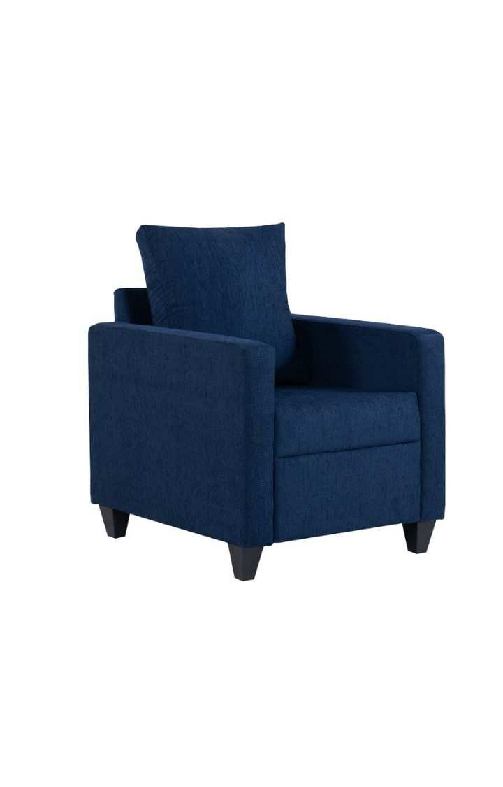 neudot Saya Sofa for Living Room | 1 Persons Sofa| Premium Fabric with Cushioned Armrest | 12 Months Warranty| Solid Wood Frame| 1 Seater in Saya Blue Colour