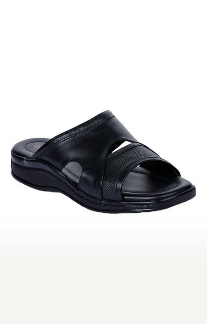 Men's Black Slip On Open Toe Casual Slip-ons