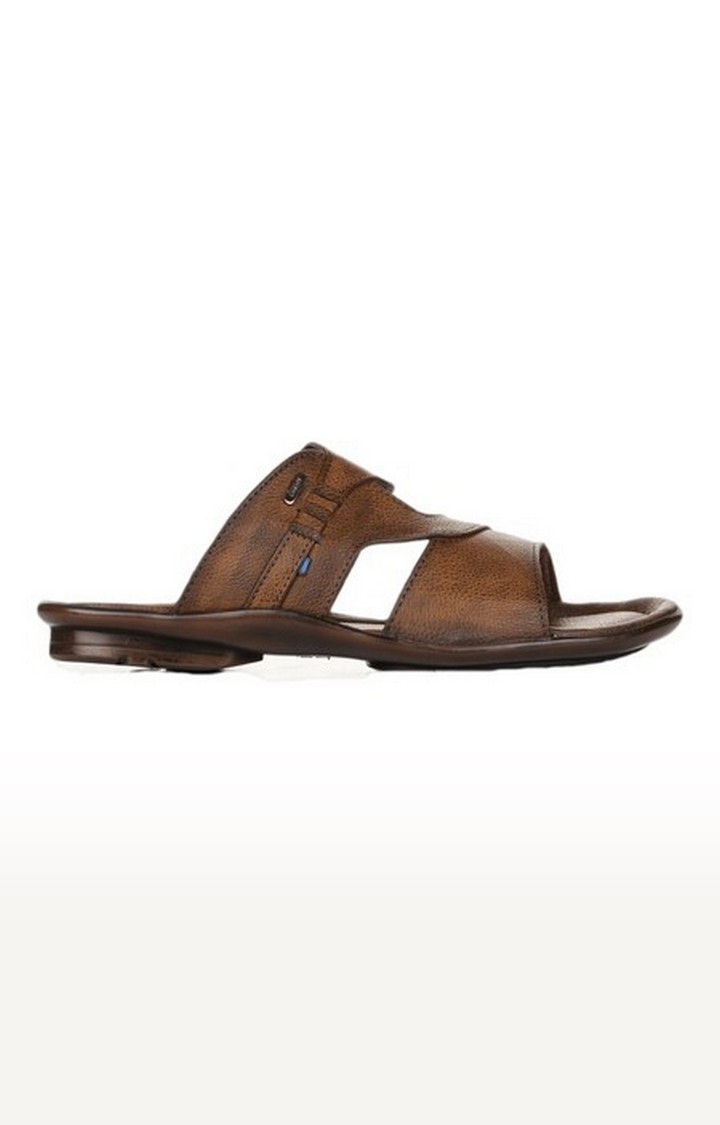 Men's Brown Slip on Open Toe Slippers