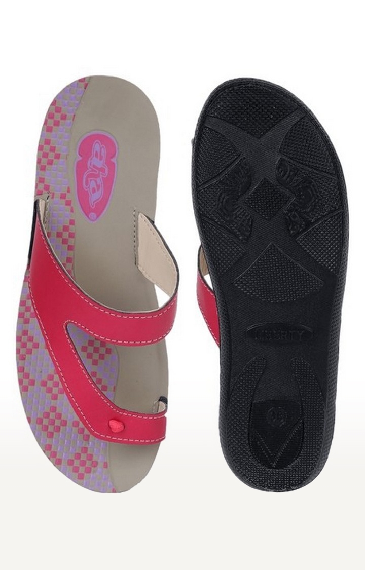 Women's Pink Slip On Split Toe Flat Slip-ons