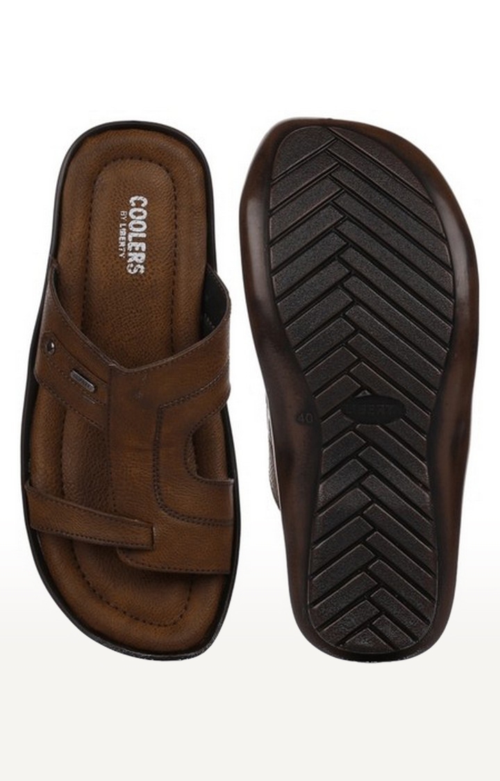 Men's Brown Slip On Split Toe Slippers