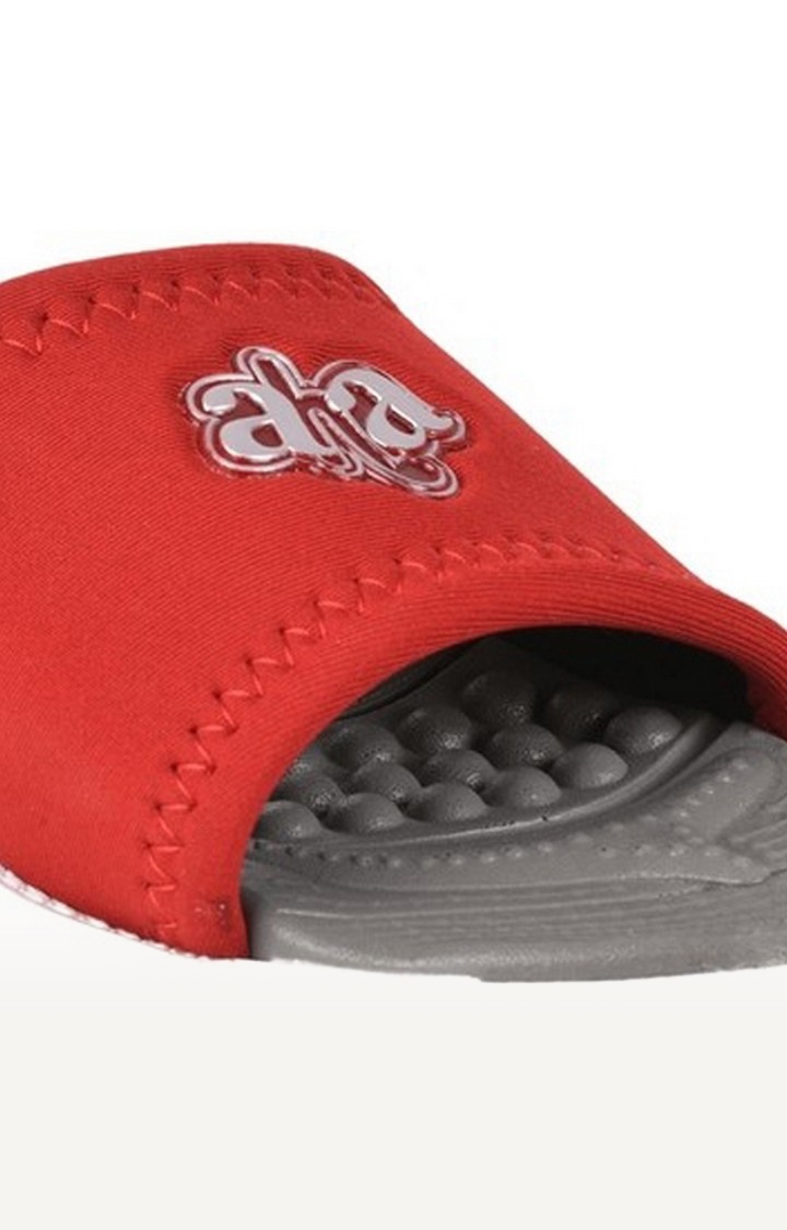 Women's Red Slip On Open Toe Flip Flops