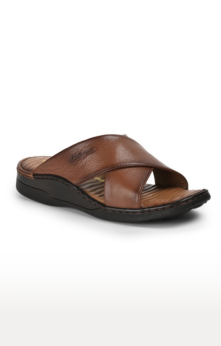Men's Brown Slip on Open Toe Casual Slip-ons
