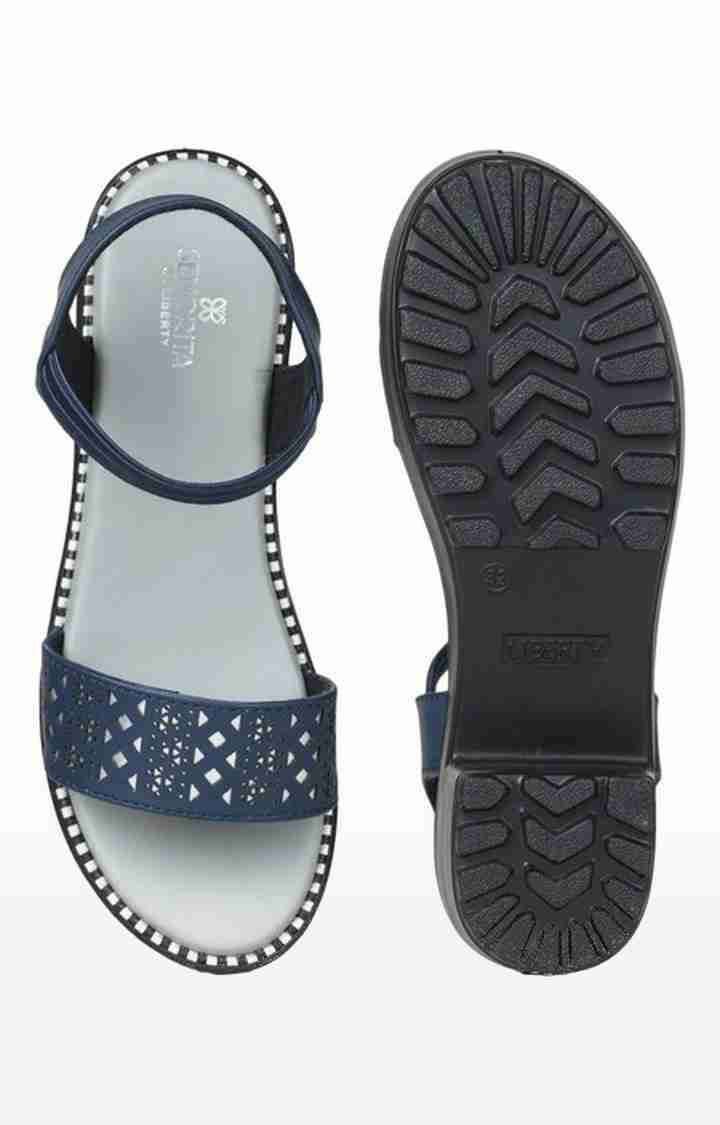 Women's Blue Slip On Open Toe Block Heels