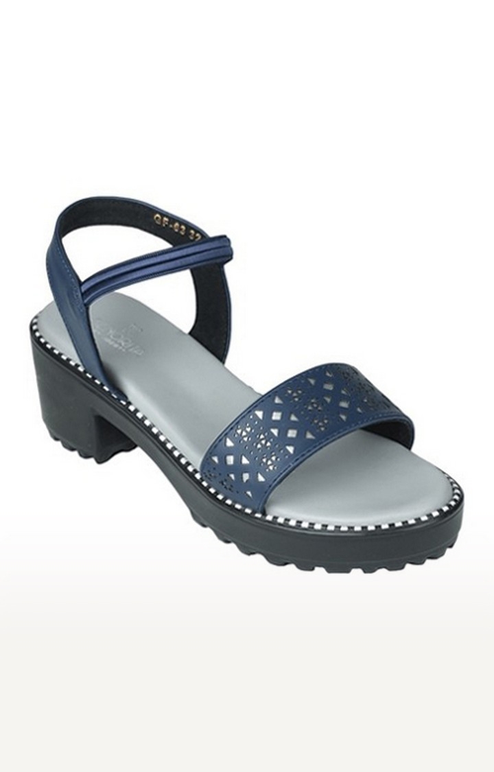 Liberty | Women's Blue Slip On Open Toe Block Heels