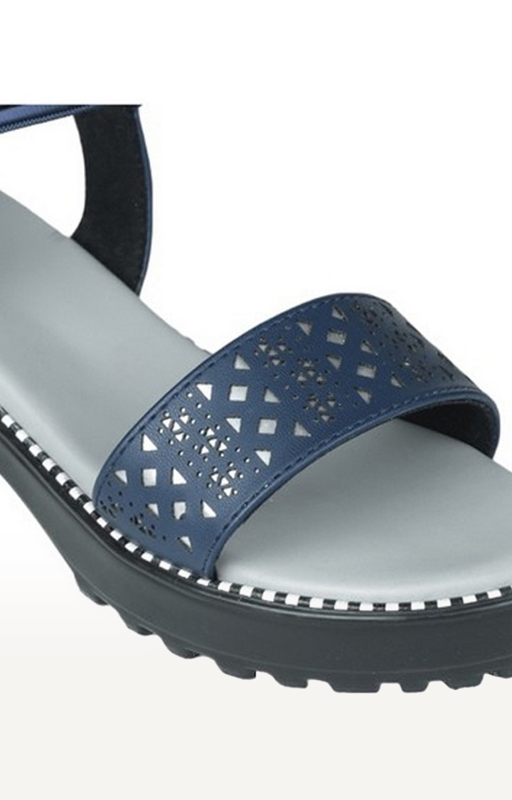 Women's Blue Slip On Open Toe Block Heels