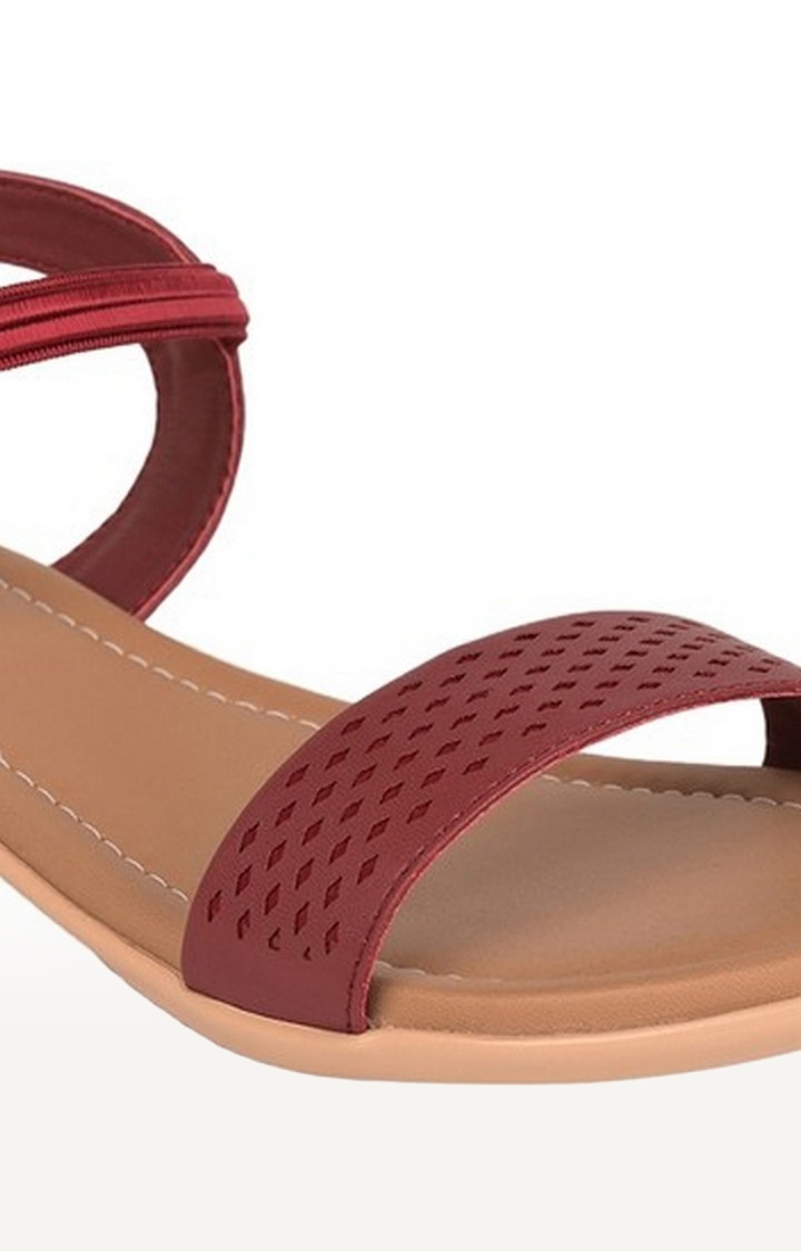Women's Red Slip On Open Toe Sandals