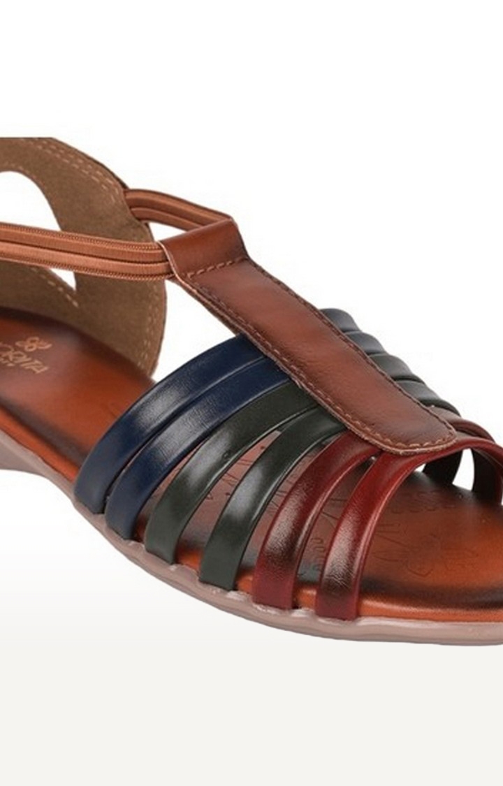 Women's Brown Slip On Open Toe Sandals