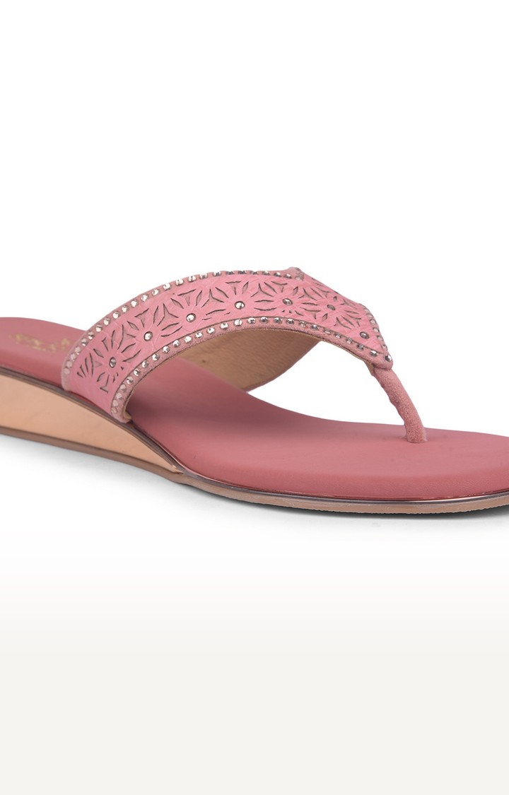 Women's Pink Slip On Split Toe Wedges