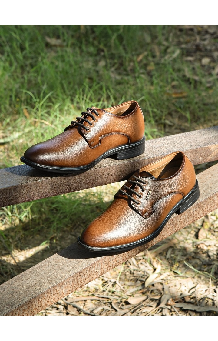 Men's Tan Lace up Round Toe Formal Lace-ups