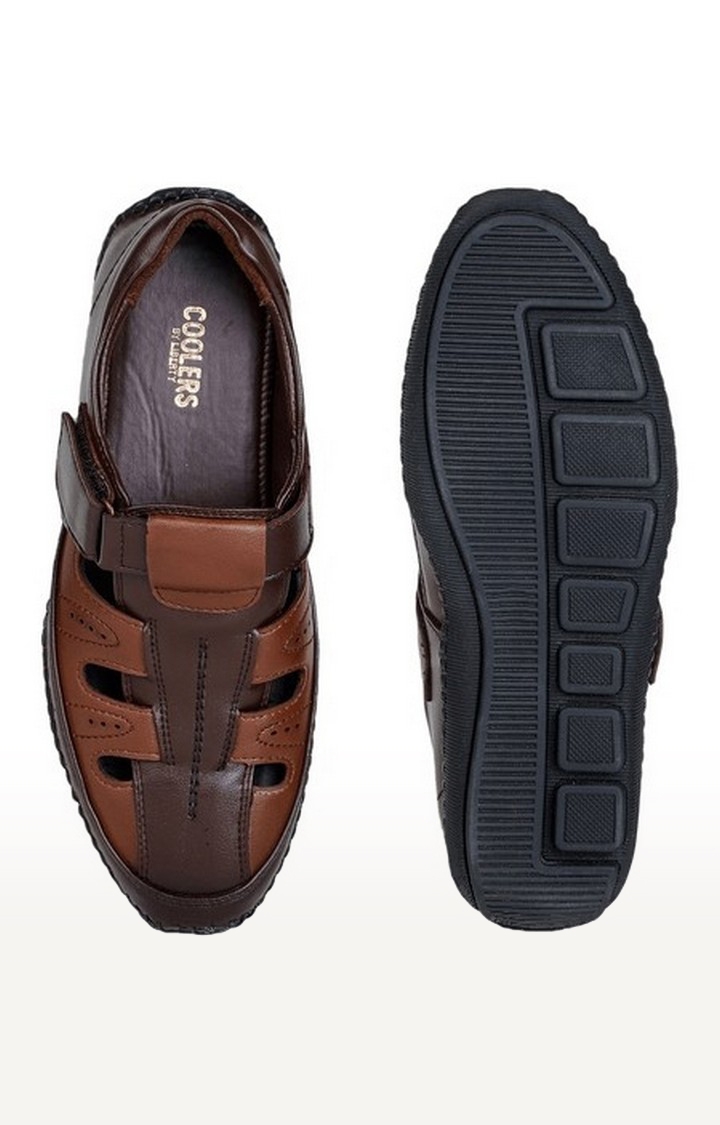 Men's Brown Velcro Closed Toe Sandals