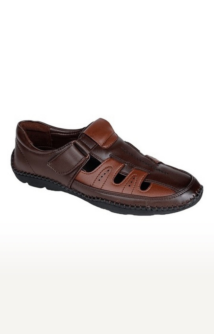 Liberty | Men's Brown Velcro Closed Toe Sandals