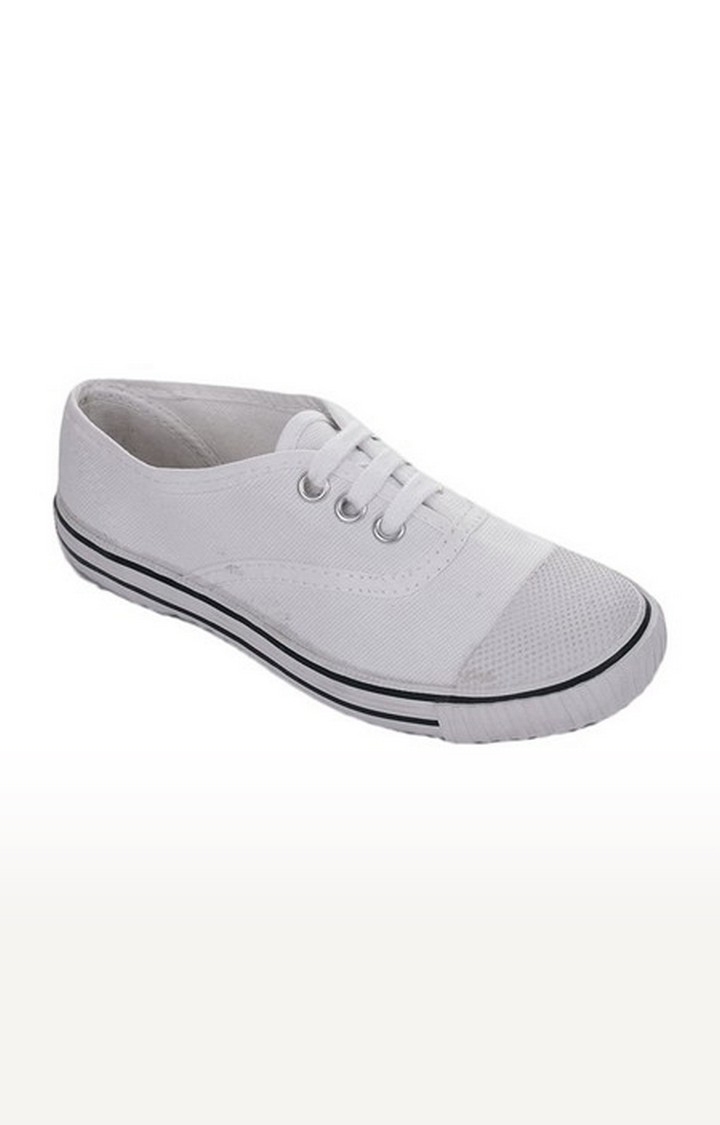 Unisex White Lace-Up Closed Toe School Shoes