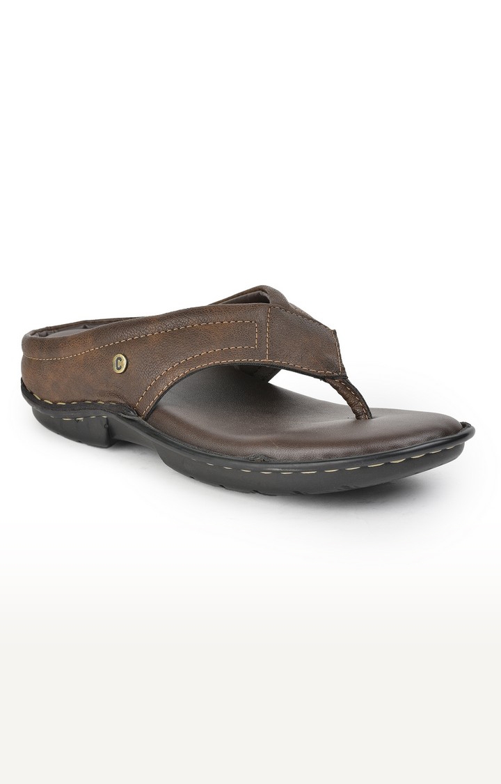 Liberty | Men's Brown Slip on Split Toe Slippers