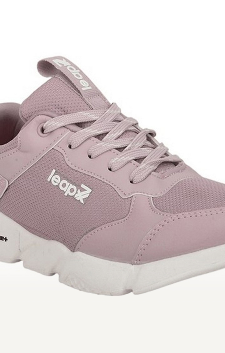 Women's Pink Lace-Up Closed Toe Running Shoes