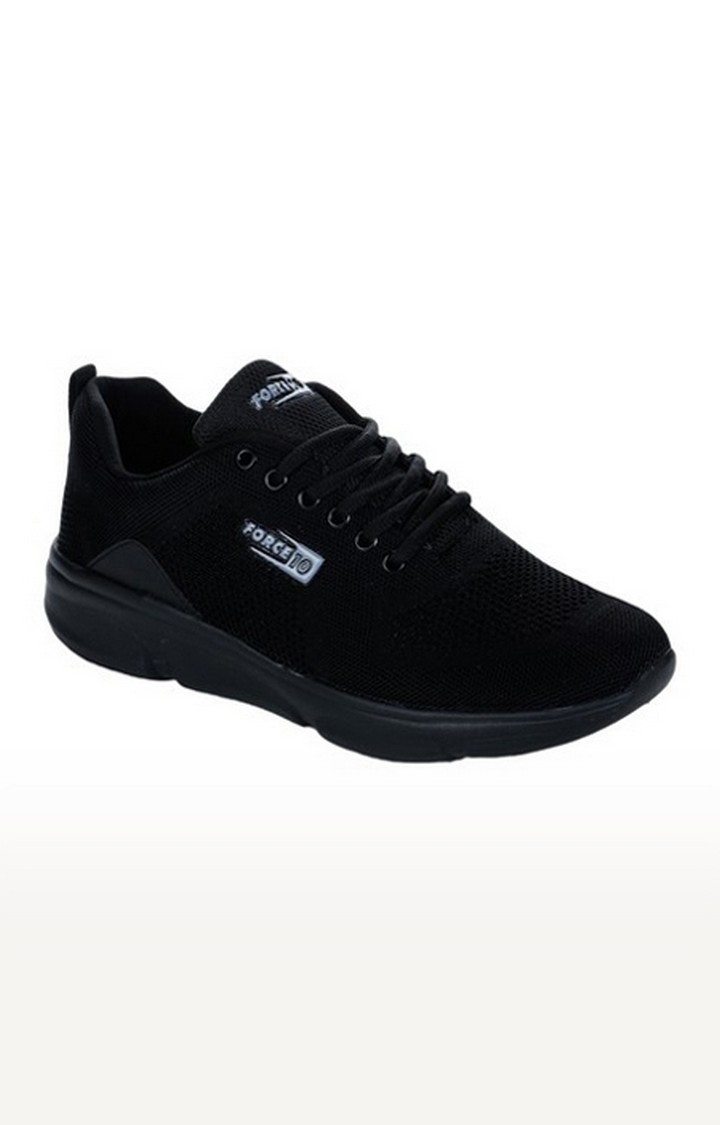 Men's Black Lace-Up Closed Toe Running Shoes