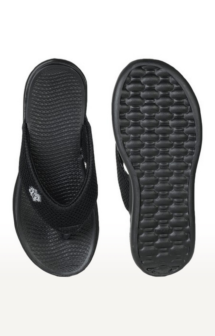 Women's Black Slip On Split Toe Slippers