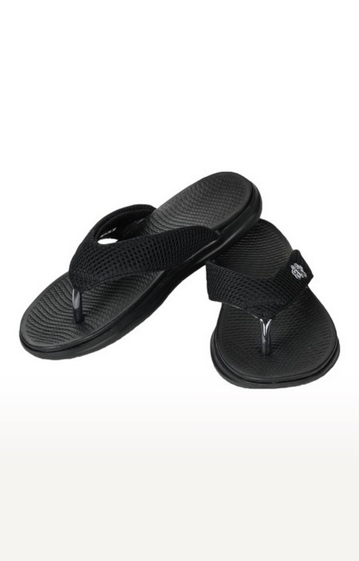 Women's Black Slip On Split Toe Slippers