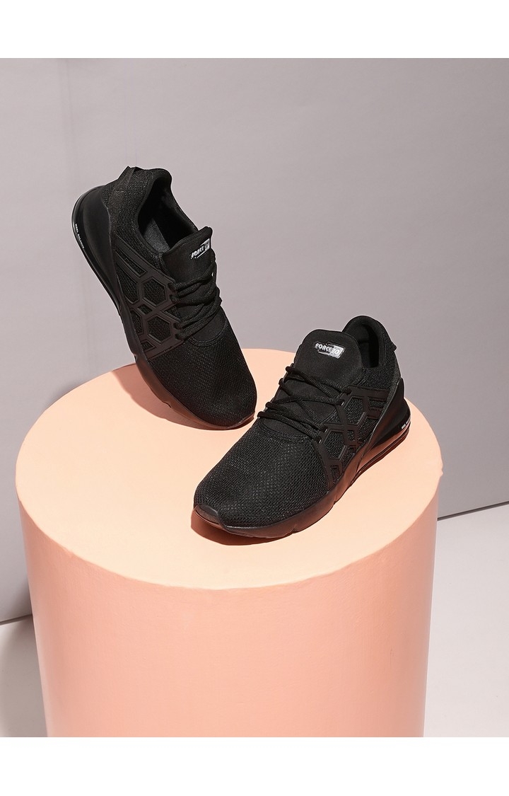 Men's Black Lace up Round Toe Running Shoes