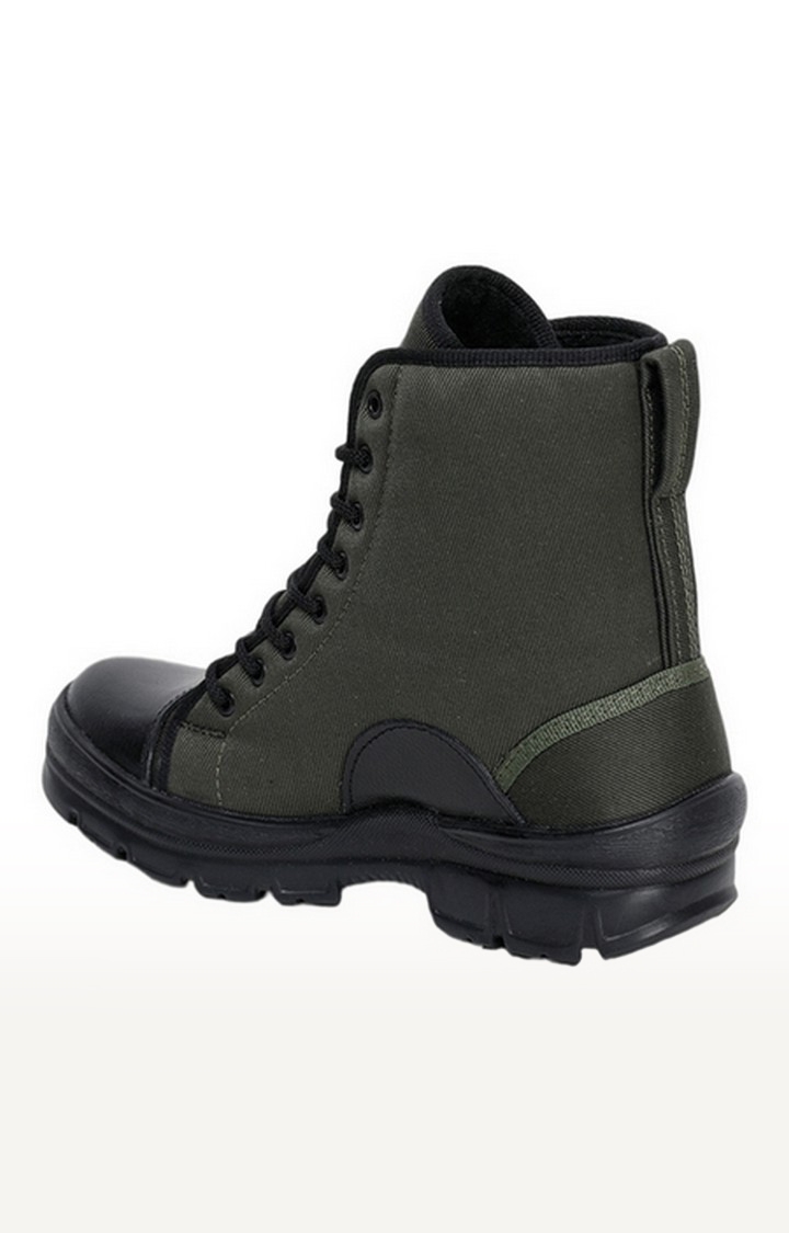 Men's Green Lace up Round Toe Boots