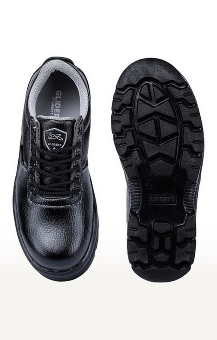 Men's Black Lace-Up Round Toe Boots
