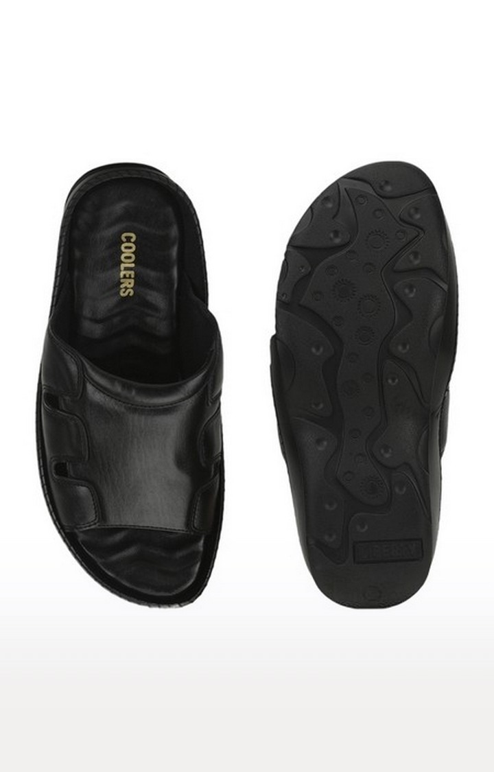 Men's Black Slip On Open Toe Casual Slip-ons